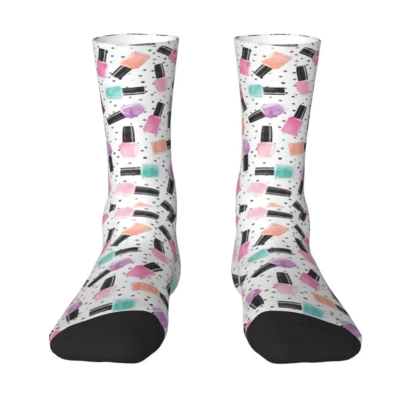 

Nail Polish Polka Dots Dress Socks Men's Women's Warm Funny Novelty Manicurist Pop Art Crew Socks