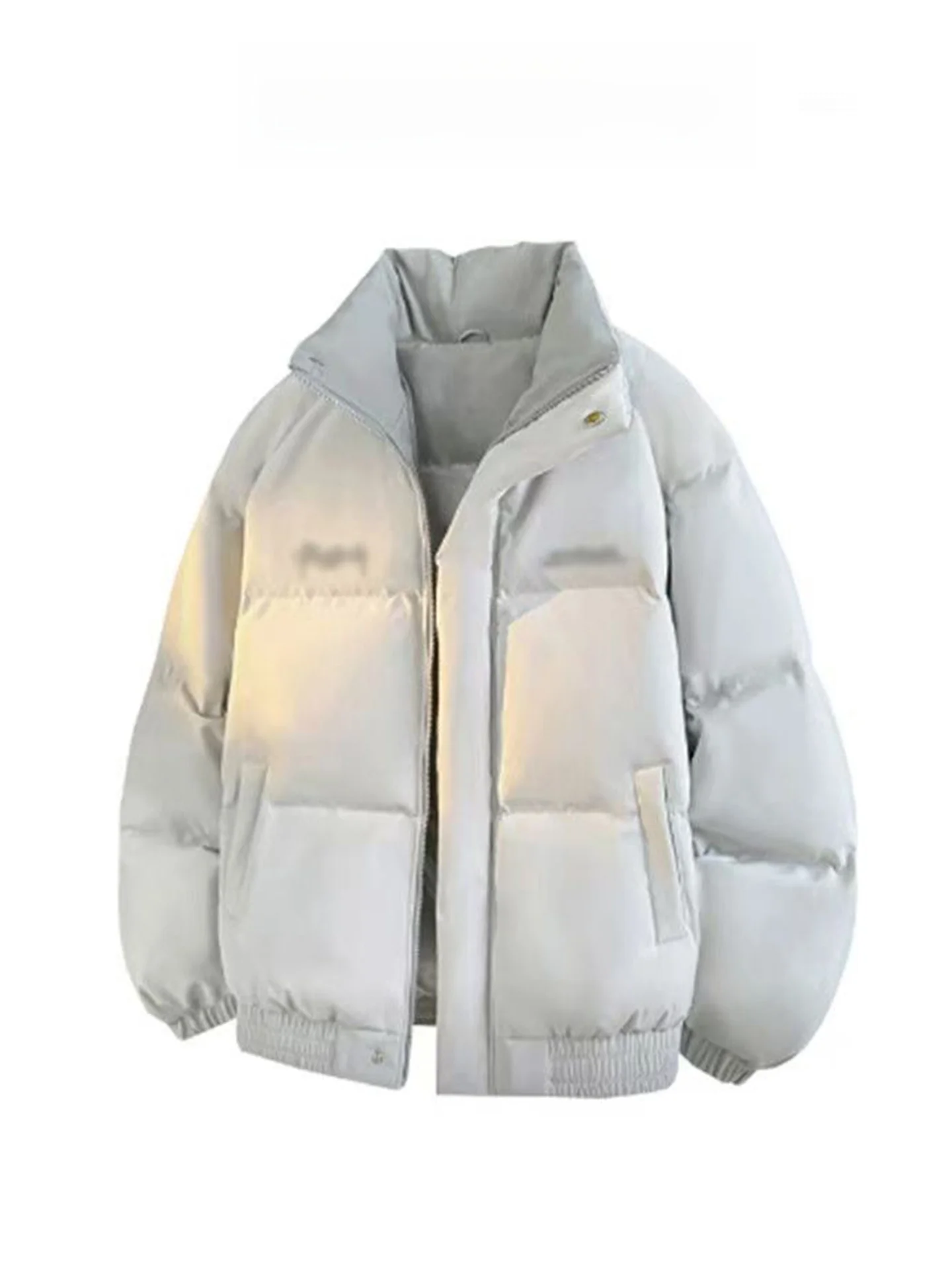 

American High Street Grey Stand Collar down Cotton Jacket Women's Winter Thick Warm Casual Versatile Bread Coat Outerwear