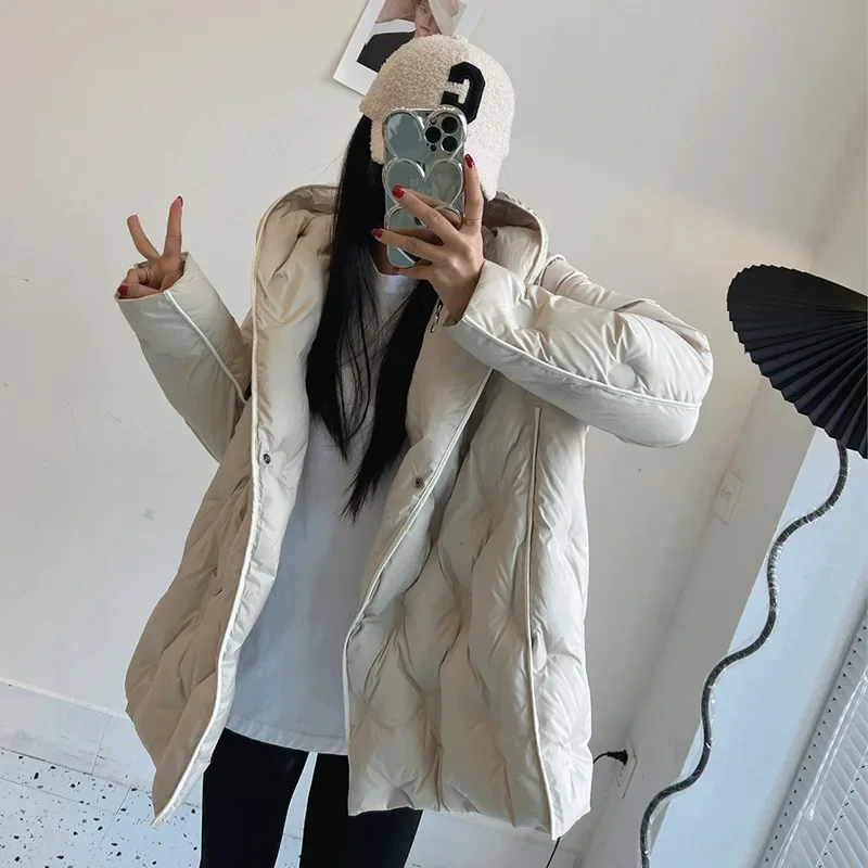 2025 Autumn/Winter New Women's Down Jacket Loose Hooded Fashion Jacket