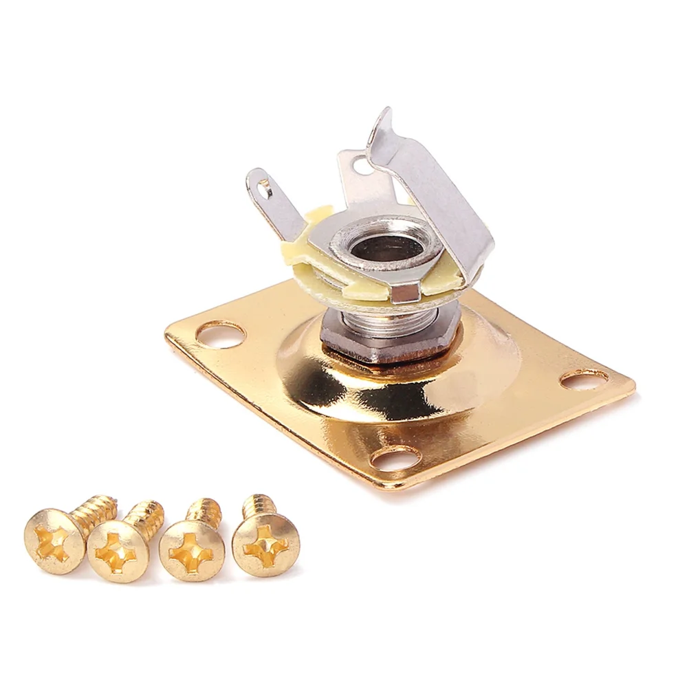 

Golden 1/4 Inch 6.35Mm Guitar Jack Socket Copper Output Input Endpin Plate For Electric Bass Acoustic Replacement Parts