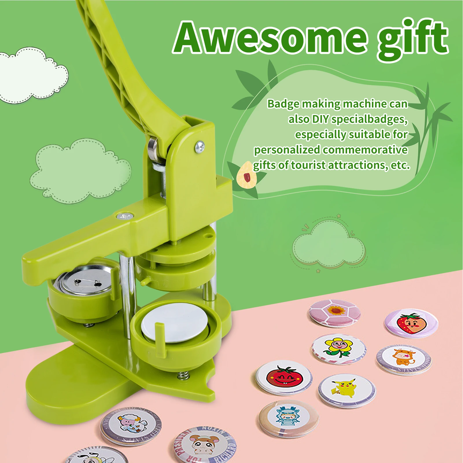 Picture 6: 58mm Button Maker Machine Installation-Free DIY Pin Button Maker Press Machine Kit pgraded Rotary Mounting Technology