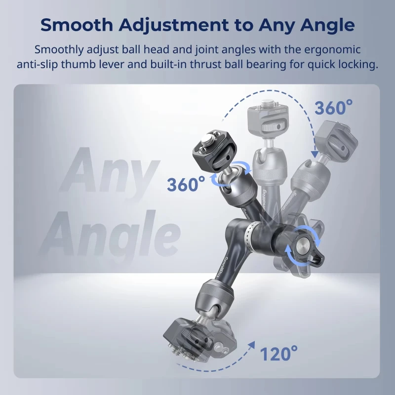 Brazo mágico SmallRig 4899 (7 ") con tornillo de localización ARRI y carga de tornillo de 1/4"-20, aleación de aluminio de 3,5 kg para monitores, luces y micrófono