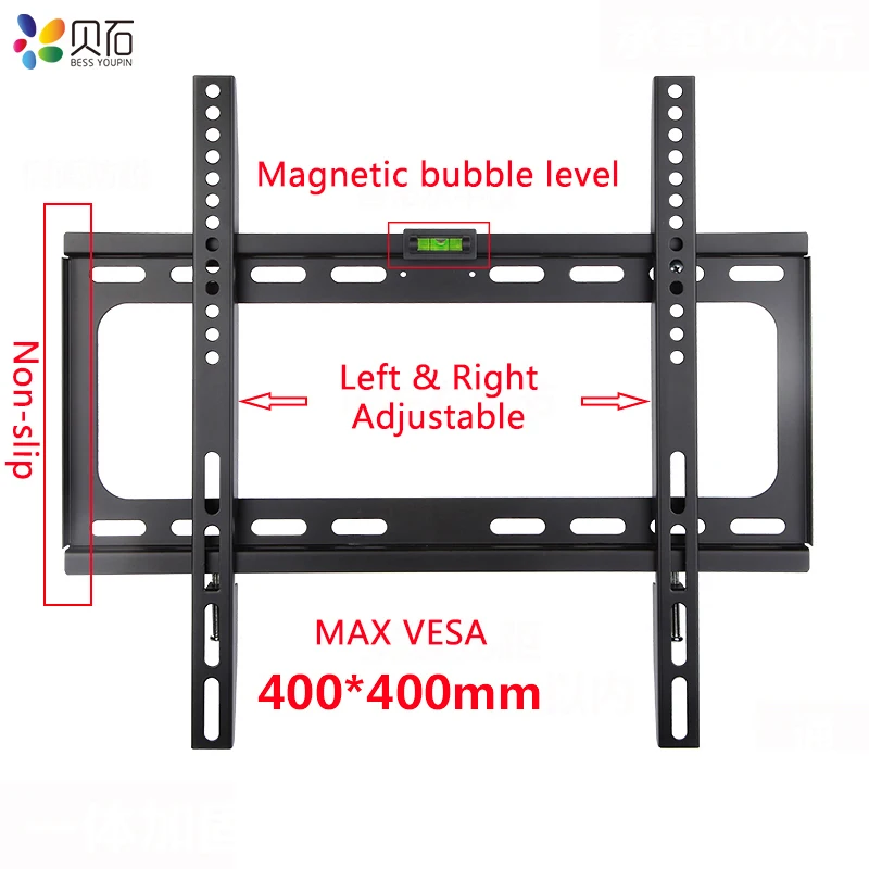 Universal TV Wall Mount Bracket for Most 26-55 Inch LED Plasma TV Mount up to VESA 400x400mm and 110 LBS Loading Capacity