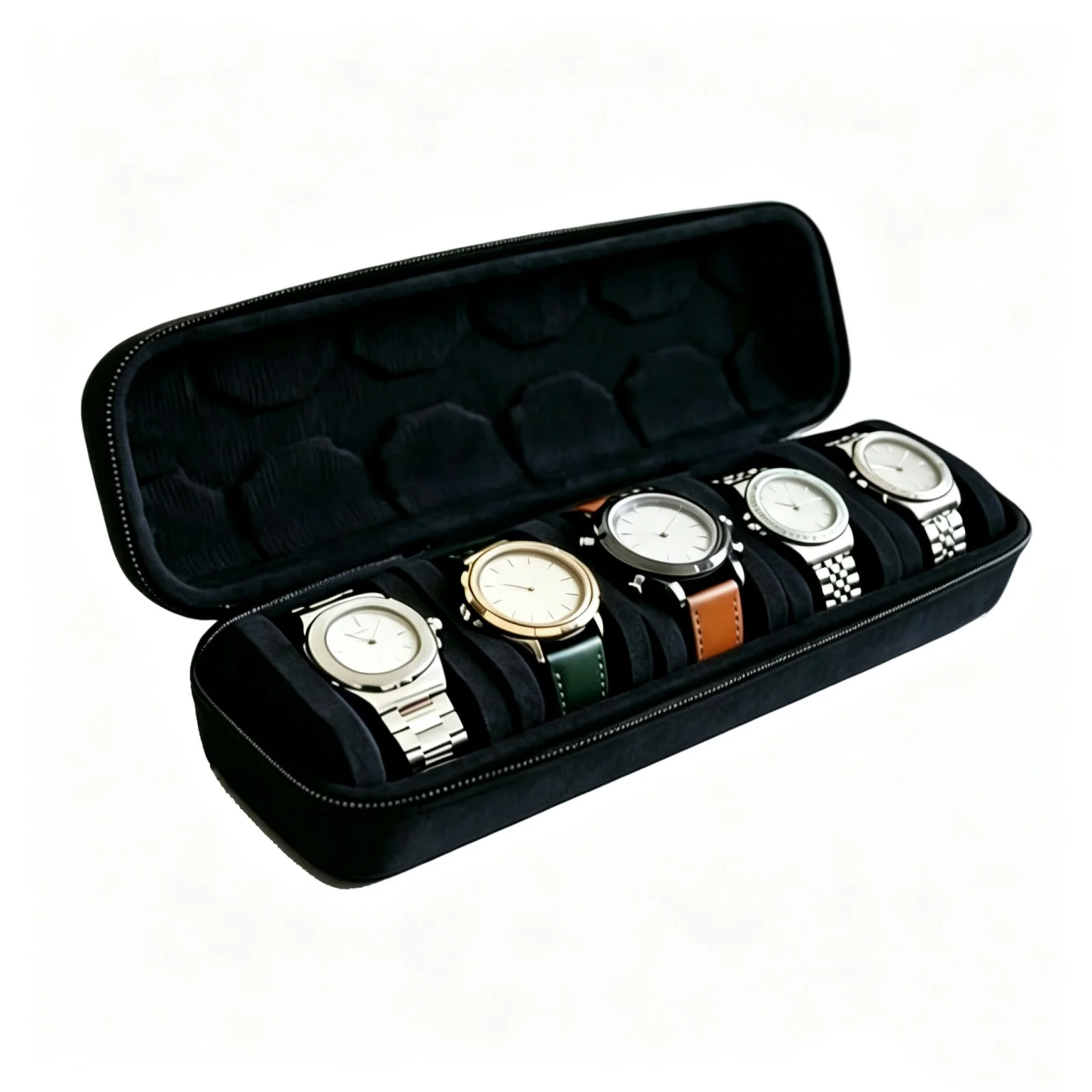 Estuche Rígido para Relojes, Organizador para Hombres o Mujeres, Estuche de Viaje para 5 Relojes, Porta Relojes Portátil, Exhibidor para Relojes de Pulsera