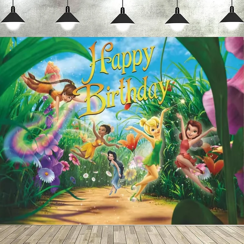 

Miniso Green Tinkerbell Graphy Backdrop For Girls Birthday Party Fairy Background Baby Shower Banner Bedroom Room Decor