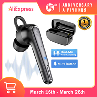 New Bee M52 Bluetooth Headset with Dual Mic Mute 500mAh Charging Case Wireless Single Ear Business Earbuds Driving Handsfree