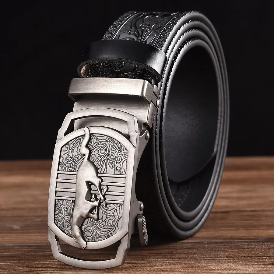 Male Waistband  Men Men's Leather Ratchet Dress Casual Jeans Belt With Automatic Buckle Strape