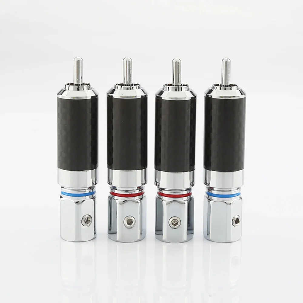 Conector rca de alta fidelidade 10mm, fibra de carbono banhado a ouro, plugue de lótus rca, terminal de alto-falante, amplificador de subwoofer de potência de áudio, soquete rca diy