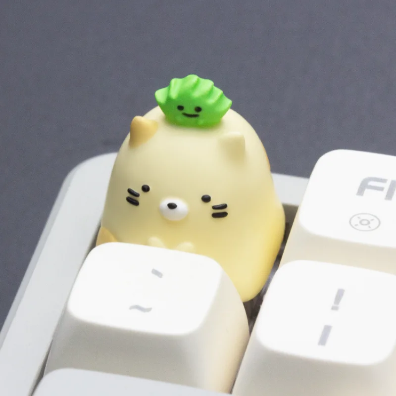 Bonito White Little Bear Keycaps, Design personalizado, Resina 3D, Teclado mecânico Keycaps, Animal dos desenhos animados, Arte, Acessórios