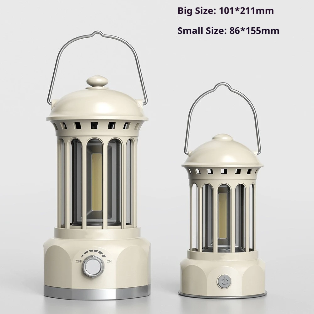 Generic Retro Outdoor Camping Lantern Portable Cob Tent Light Stepless Dimming Type-C Fast Charge Long Lasting For Campers Gift view 3