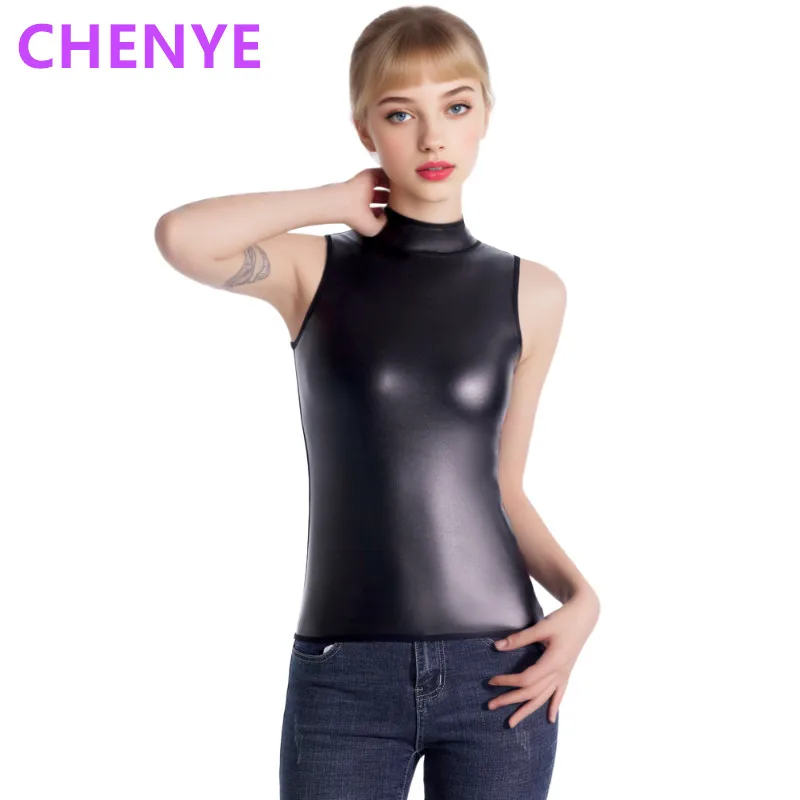 

Женский тренажер для талии, кожаный жилет без рукавов с воротником-стойкой, майка, корсеты для коррекции фигуры, тонкая рубашка, модные повседневные корректирующие топы