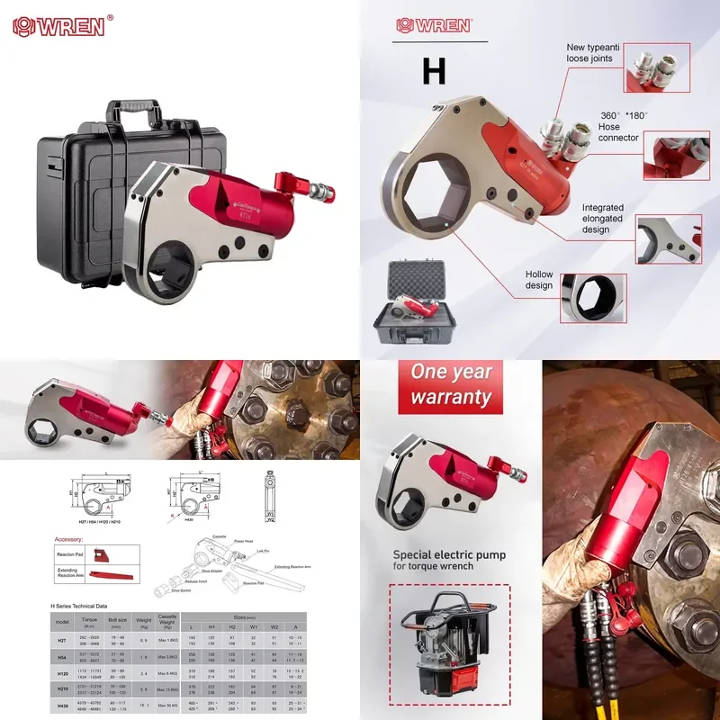 

WREN Factory High-quality in Stock Hydraulic Torque Wrench H120 Durable Industrial Low Profile Wrench Torque with Pump