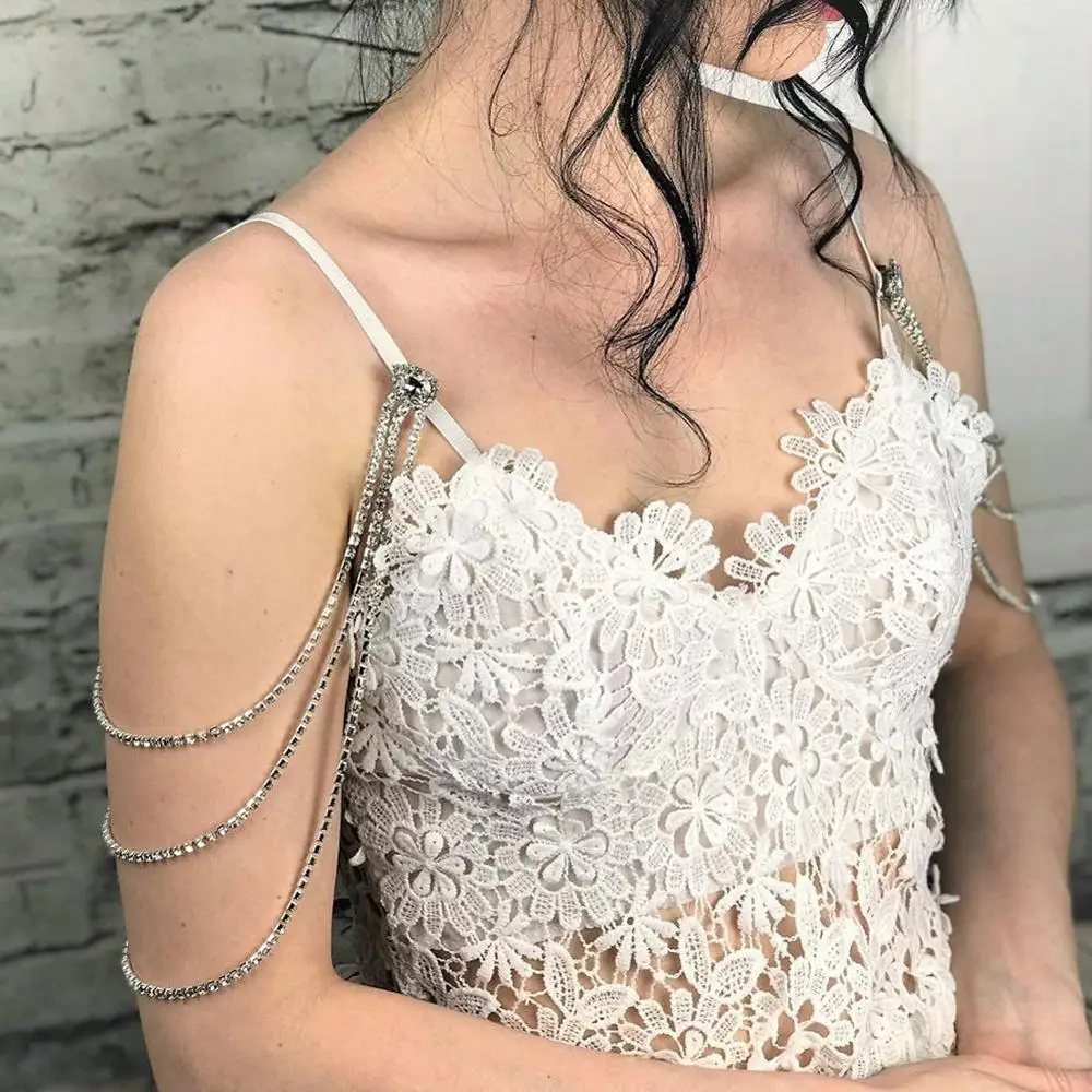 Luxury Wedding Rhinestones Shoulder Chain Multi Layers Bridal Shoulder Jewelry Fashion Straps Upper Arm Chains For Women 2024