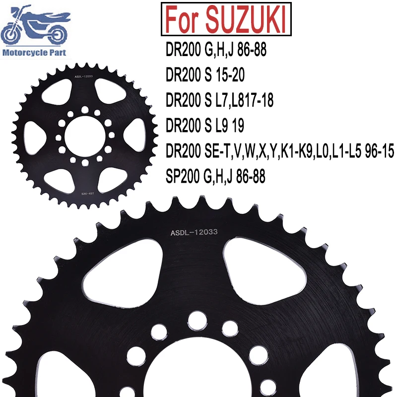 

For Suzuki DR200 DR 200 1986 1987 1988 15-20 SP200 SP 200 1986-1988 Motorcycle 520-45T 520 45 Tooth 45T Drive Rear Sprocket Gear