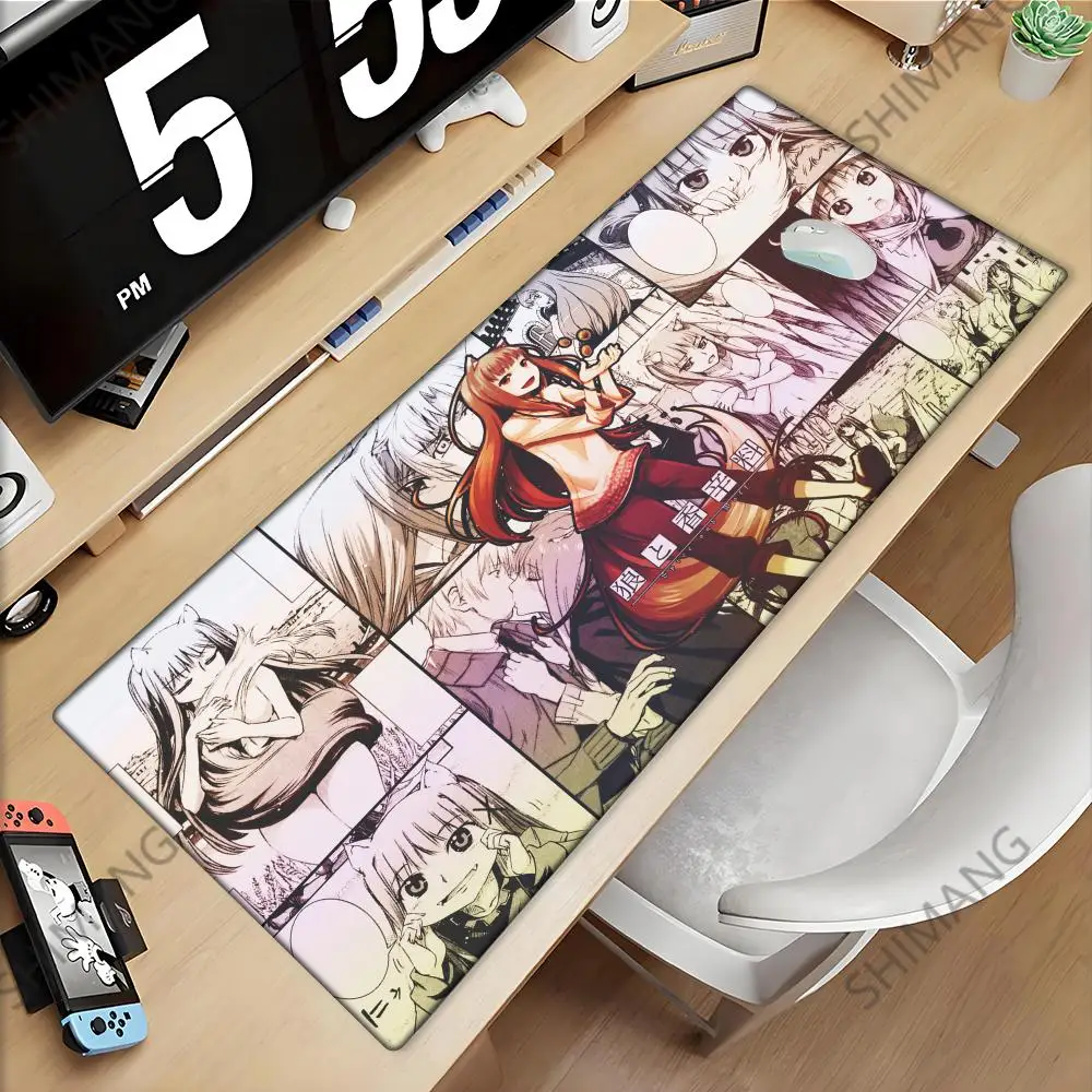 

Holo Spice Wolf mouse pad mats 800x400x3mm Computer mouse mat gaming accessories mousepad Customized keyboard games pc gamer