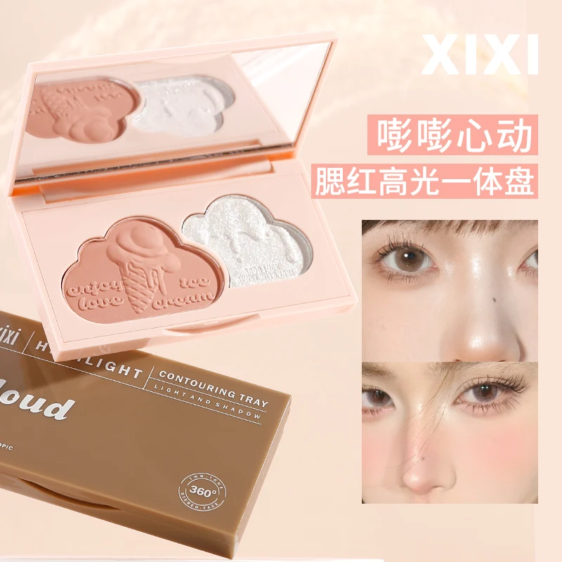 Two-Tone Matte Contour Makeup Palette Natural Face Blusher Natural Soft 3D Bronzer Powder Long-Lasting Waterproof Face Cosmetics