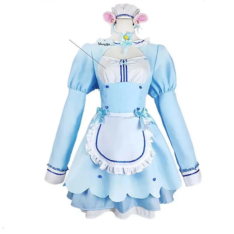 Взрослые женщины аниме игра Nekopara Chocola Vanilla косплей горничная Лолита костюм служанки lf [5