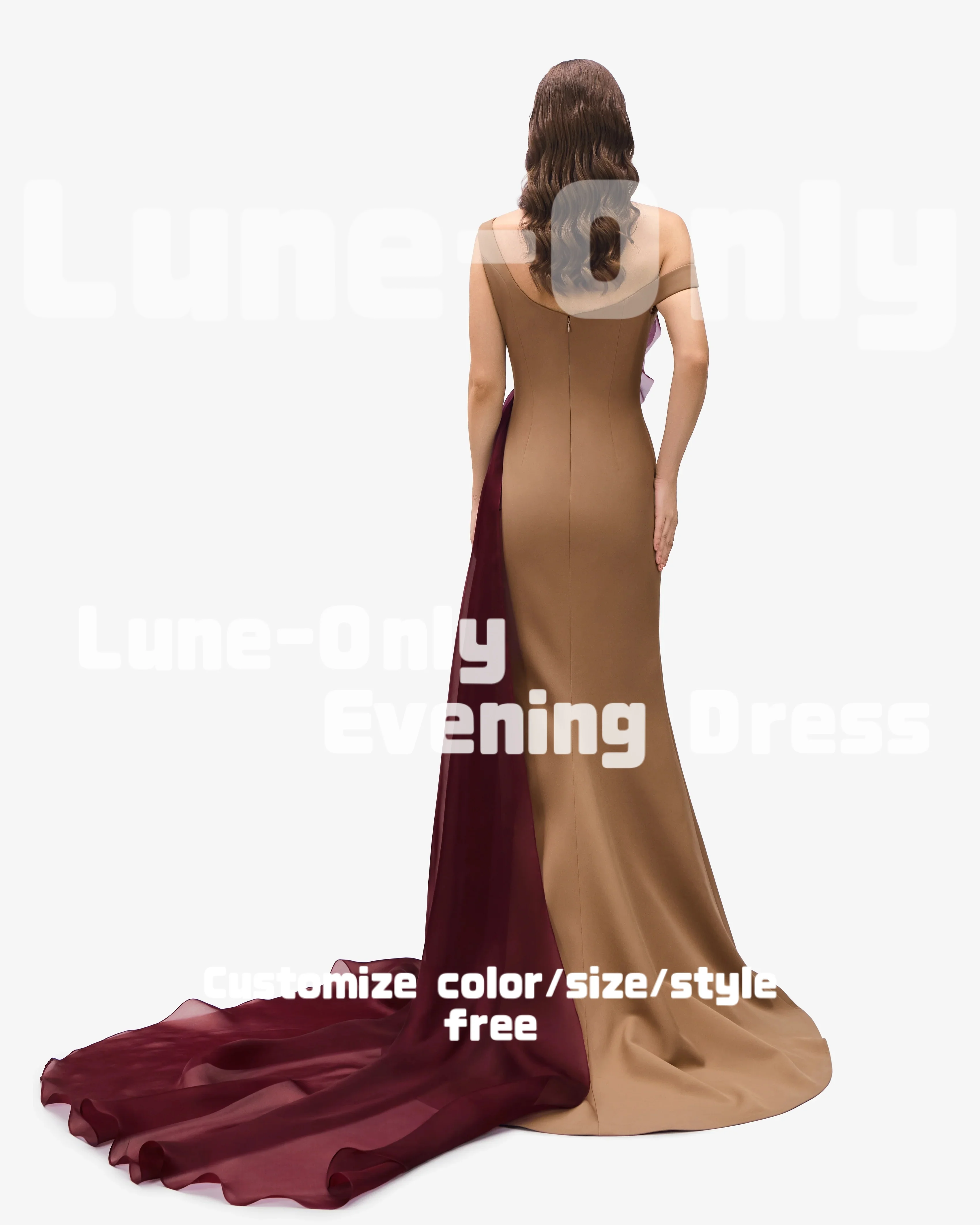 カスタマイズされたブルゴーニュオフショルダーエレガントな女性のイブニングドレスフォーマルな機会のためのオーガンザフリルウエディングドレスパーティードレス