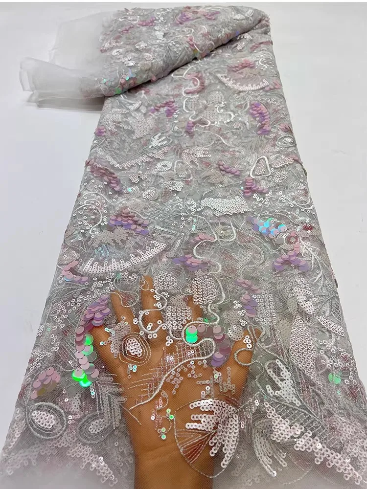 

2 ярда роскошной ткани из газели с изысканной вышивкой пайетками в виде капель воды, ткань для свадебных платьев, чонсамов и одежды, для рукоделия