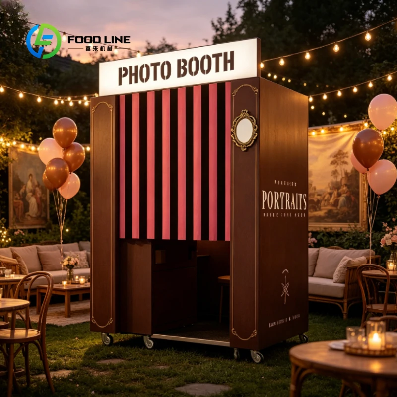 Customized Photo Booth Kiosk Multi-Language Custom Pattern Selfie Machine with Instant Printer for Wedding Salon Party