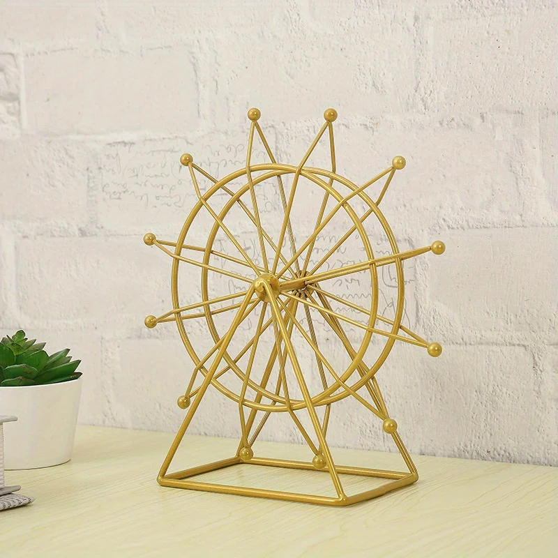 

Scandinavian Iron Ferris Wheel Rotating Ornament Desk Top TV Cabinet Wine Cooler Creative Decorations Ideal For Home Decorations