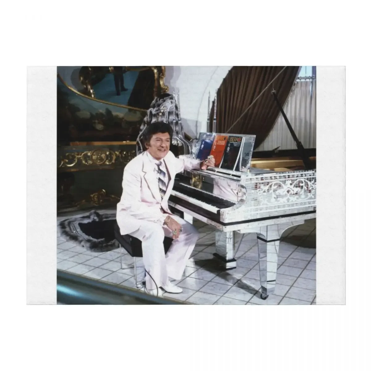 

LIBERACE with piano Throw Blanket Shaggy Decorative Sofa Travel Plaid on the sofa Blankets