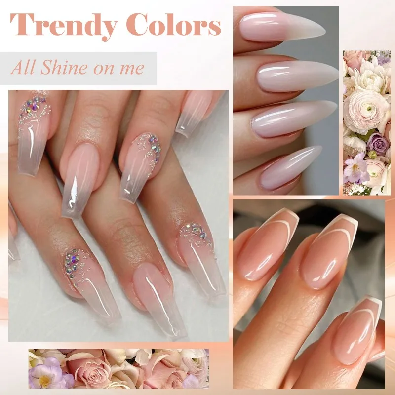 13個入り/セット クイックエクステンションネイルジェル ヌードホワイトピンクジェルネイルポリッシュ UVセミパーマネントネイルアート マニキュアツール用