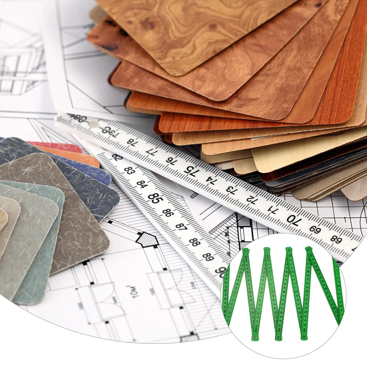 1Pcs Heavy-Duty Plastic Foldable Ruler Permanent Engraved Measurements Easy-Read Fractions Ideal for Students Teachers Home