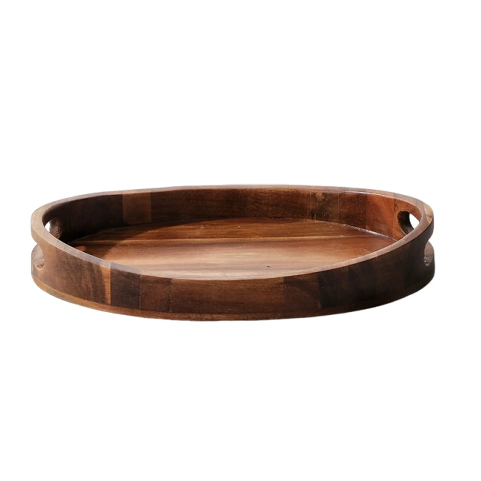 

Oval Serving Tray Wood Finish Small Space Friendly for Entertaining Or Daily Use Decorative Fruit Snack Organizer