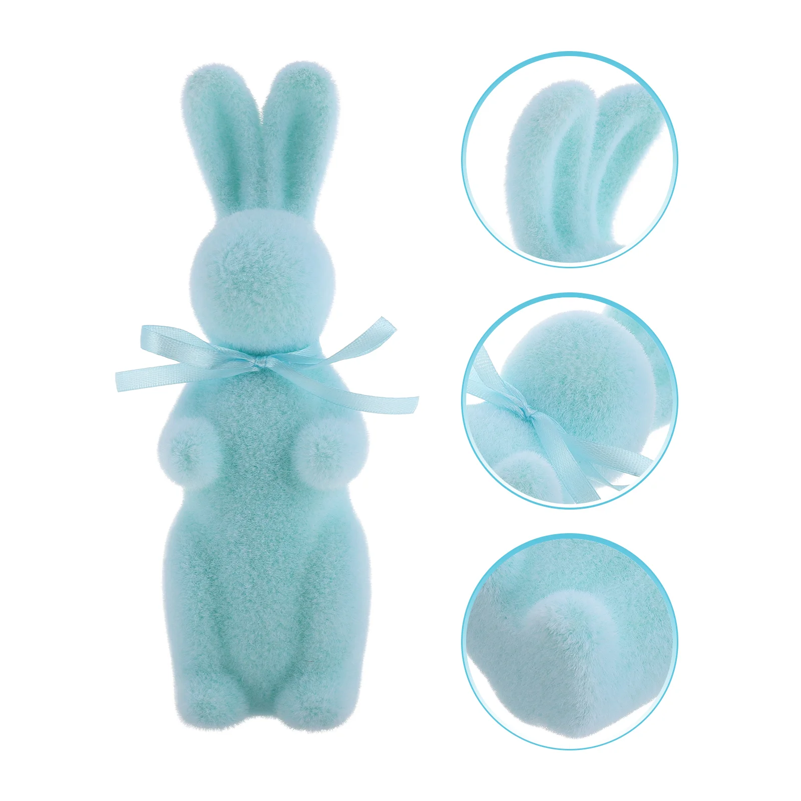 

Bunny Ornament Easter Flocked Figurines Garden Statue Yard Sculpture Heavy Duty Floor Mats Topiary Cute Desktop Decoration