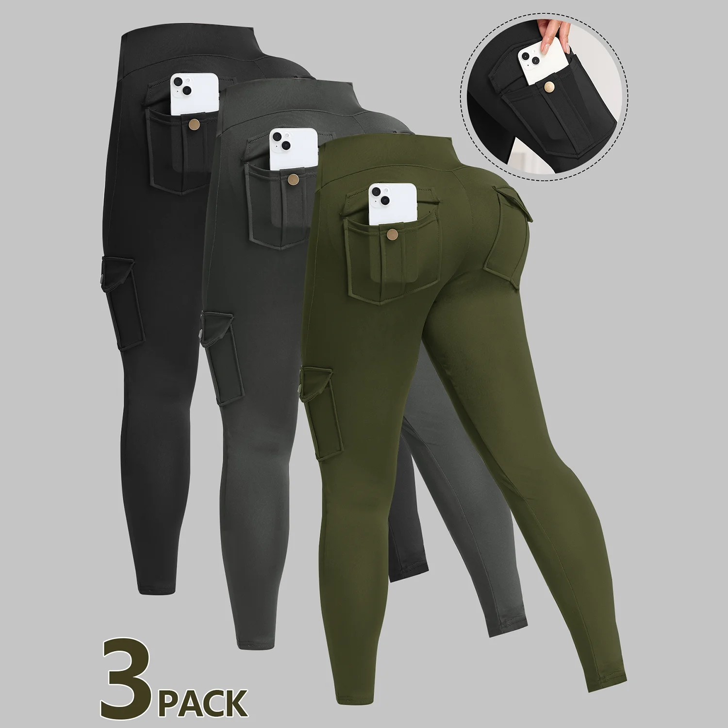 

Женские леггинсы с высокой талией и карманами, однотонные узкие эластичные спортивные брюки для фитнеса, повседневные леггинсы для тренировок на открытом воздухе