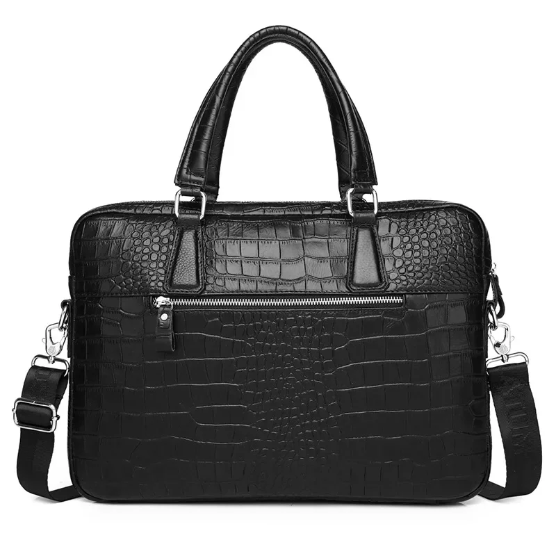 Sacs pour ordinateur portable en cuir de vache véritable pour hommes, étui à bombes, motif crocodile, sac d'ordinateur messager de voyage, alligator, marque, nouveau, 2024