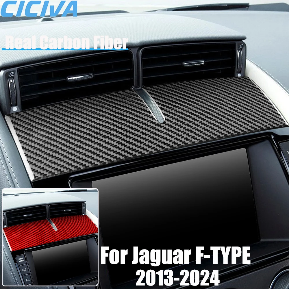 Real Carbon Fiber Car Accessories Center Console Cover Soft Sticker For Jaguar F-type 2013 2014 15 16 17 18 19 20 21 22 23 24