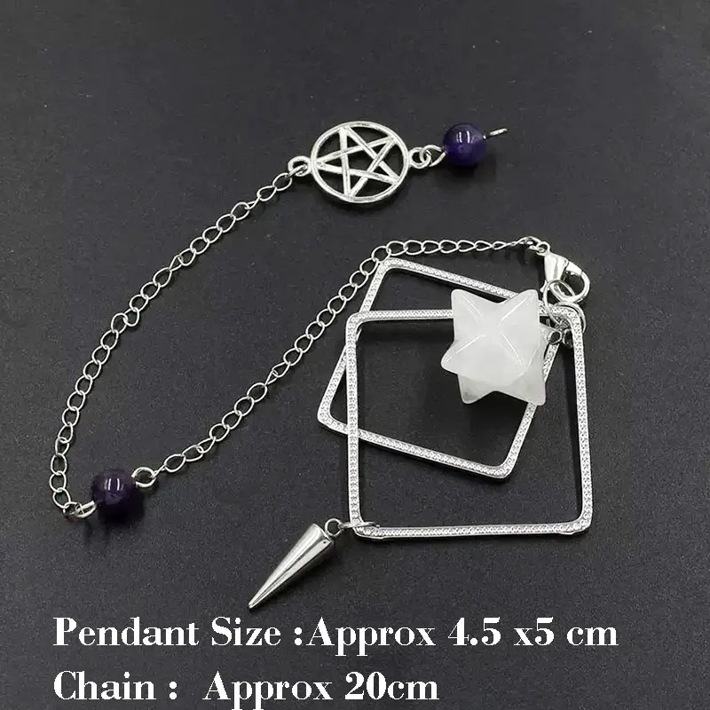 Merkaba Natural Stone Crystal Pendulum for Divination Dowsing Healing Reiki Clear Quartz Energy Healing Gemstone Pendulos x418