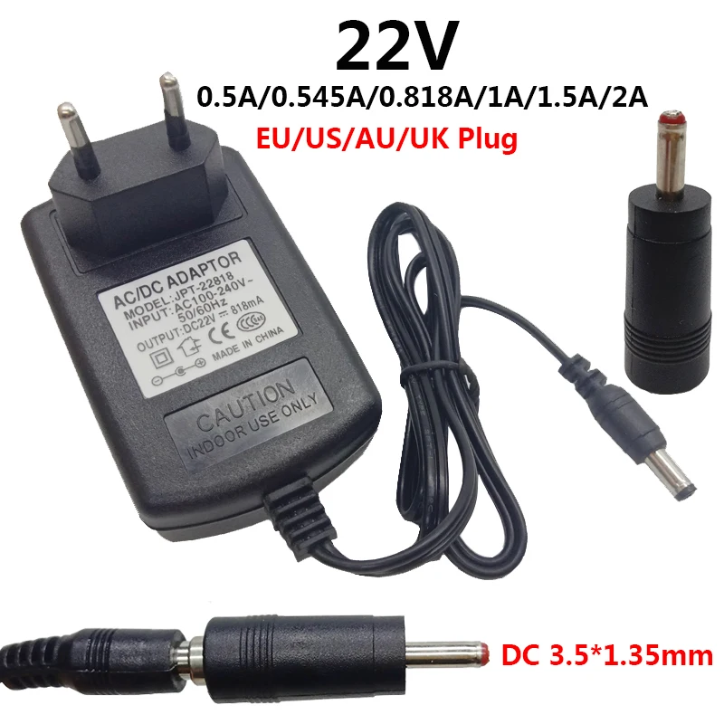 

22V 2A AC DC 3.5x1.35mm Universal Power Adapter Supply 0.5A 500mA 0.545A 545mA 0.818A 818mA 1A 1.5A 22 Volt Adaptor Adaptador