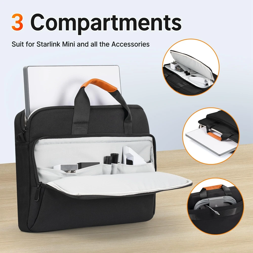 Travel Portable Case for Starlink Mini Carrying Storage Bag with Thickened Cushioning Lining Multifunction Handbag/Shoulder Bag