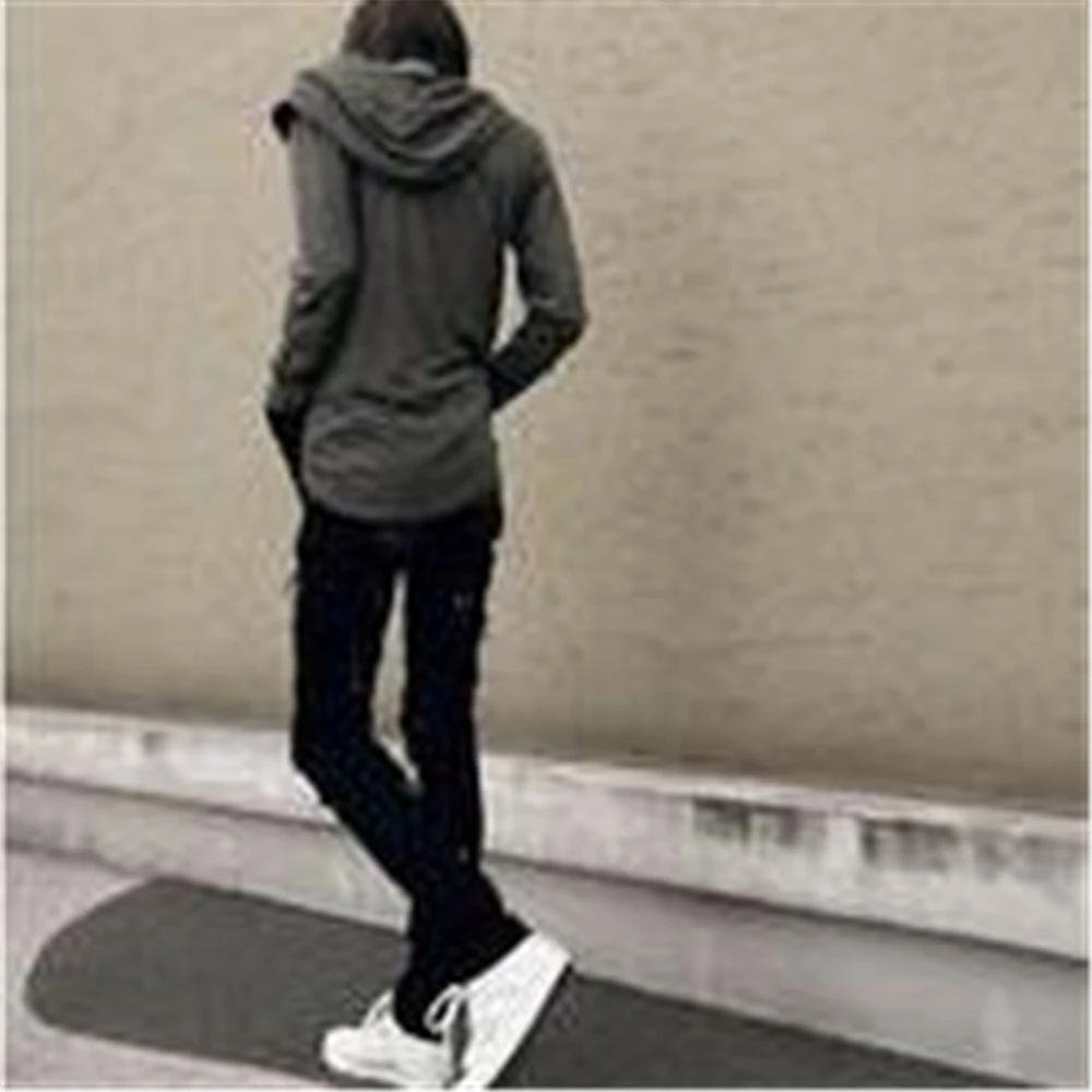 Mans Spring Hot Sale solide HipHop Sweatshirts Männer Herbst Hot Sale voller Satz Finger Kapuzen Hoodies Persönlichkeit Mantel