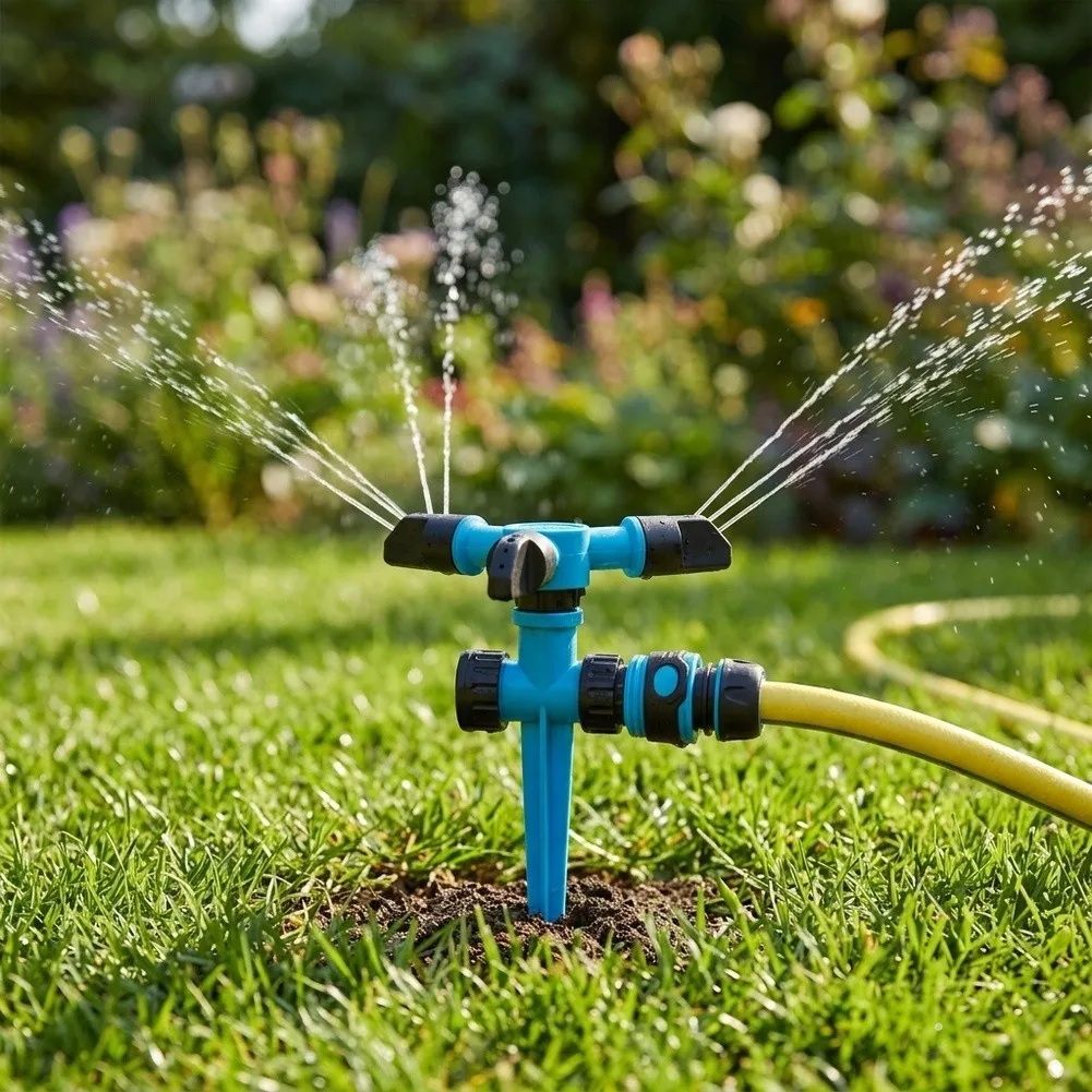 Lawn Sprinkler with 360 Degree Rotation and Sturdy Ground Spike Mount for Reliable Outdoor Watering Performance