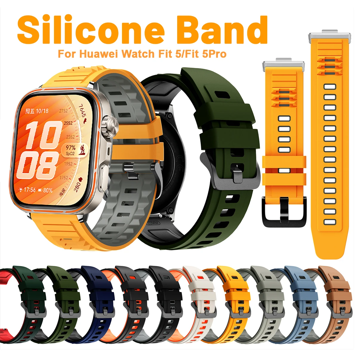 Silikonarmband für Huawei Watch Fit 5/Fit 5Pro Smart-Armband Sportarmband für Huawei Watch Fit 3/Fit 4/Fit 4Pro Zubehör