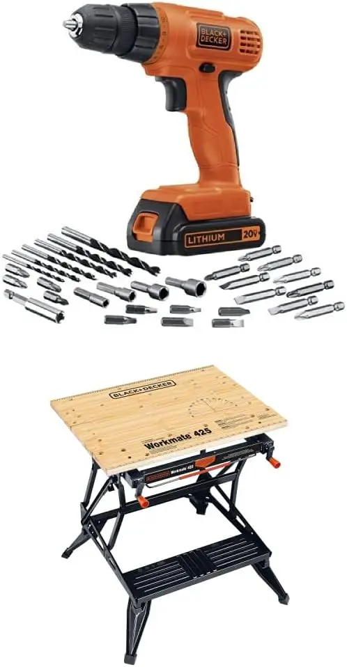 

LD120VA 20-Volt Max Lithium Drill/Driver with 30 Accessories - Orange with WM425-A Portable Project Center and Vise