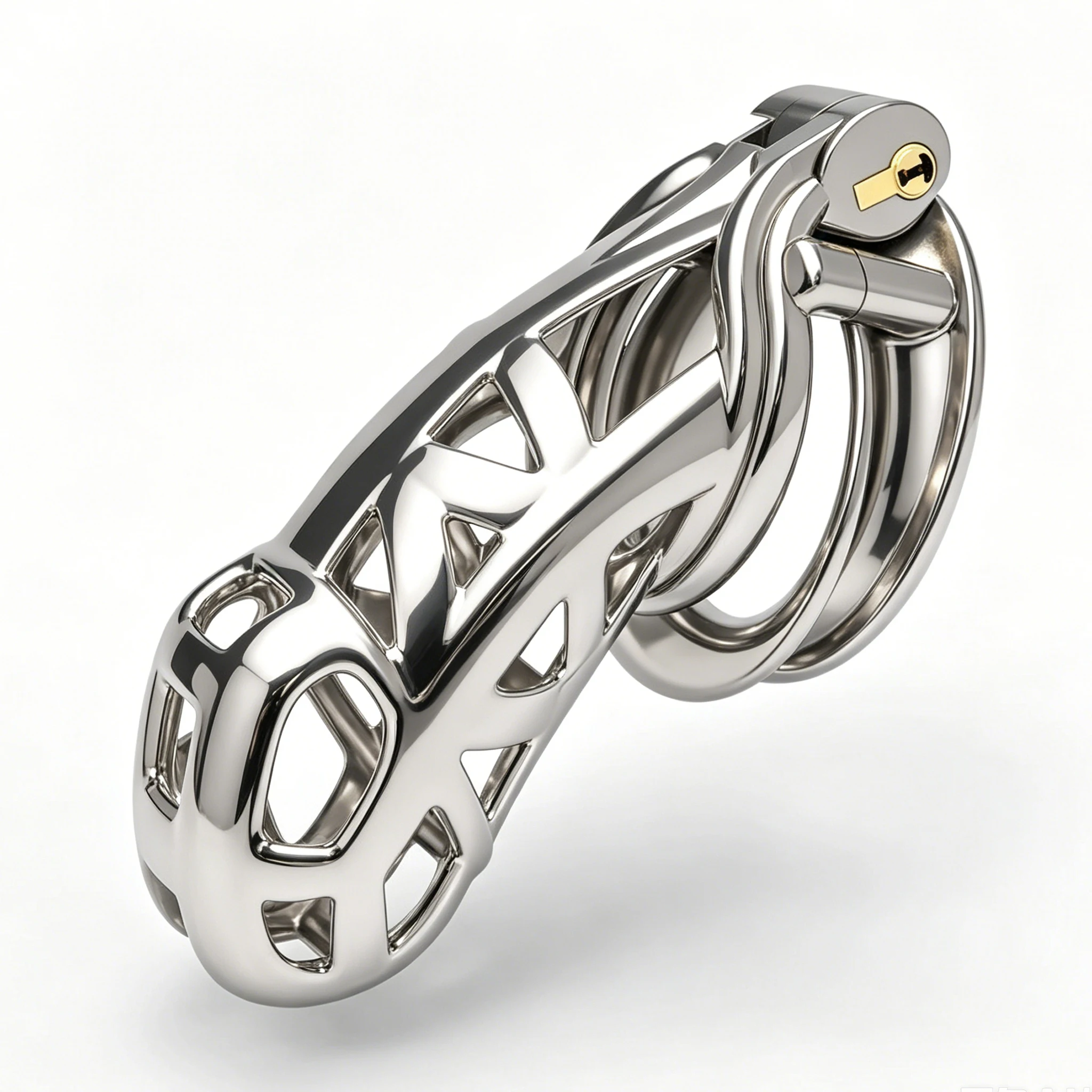 High Quality Stainless Steel Male Chastity Cage Cock Mamba Penis Ring Chastity BDSM Erotic Urethral Lock Double-Arc Ring Sex Toy