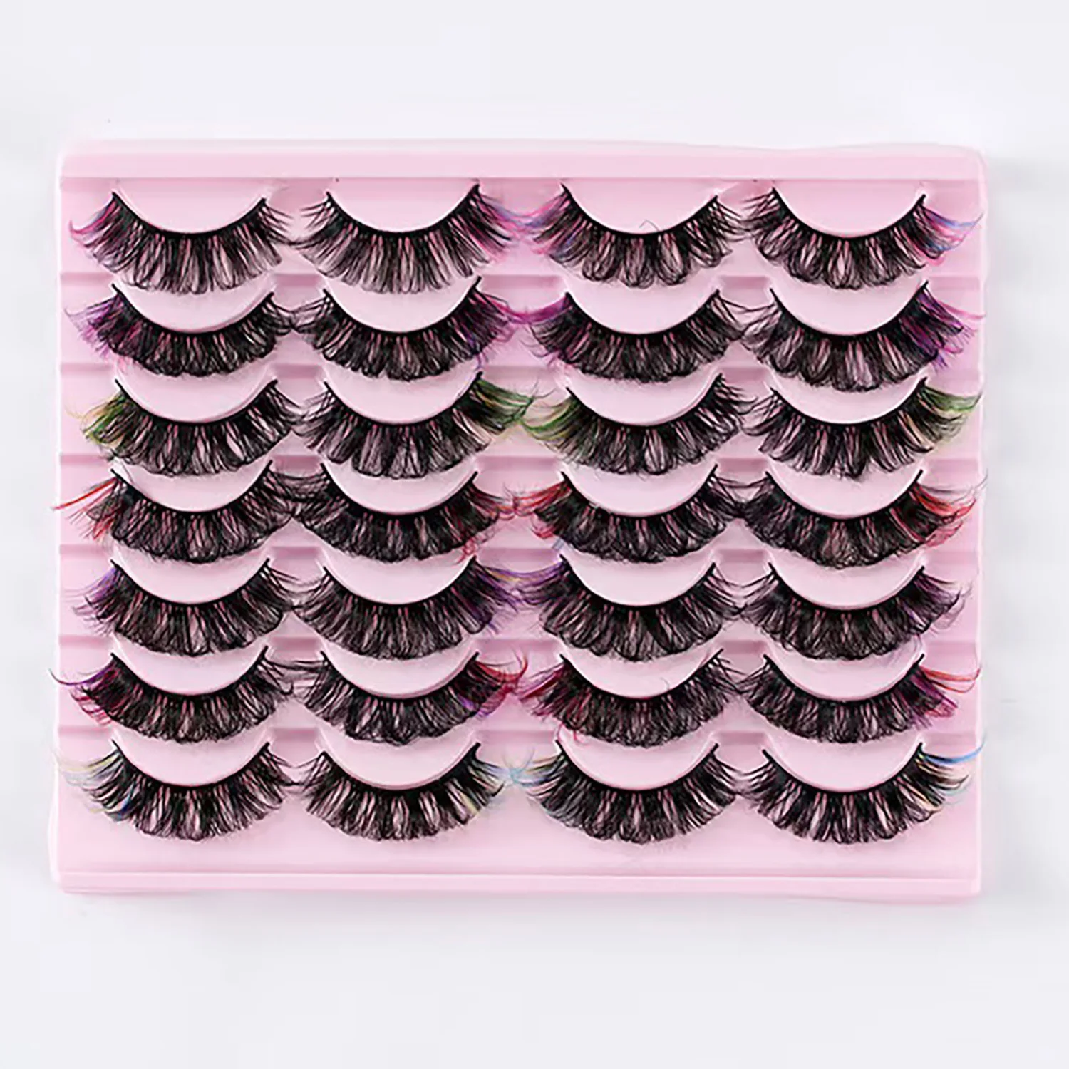 ขนตาปลอม14คู่แบบใหม่หนาและสวยงามสไตล์ธรรมชาติขนตาปลอมหลายสีจำลอง