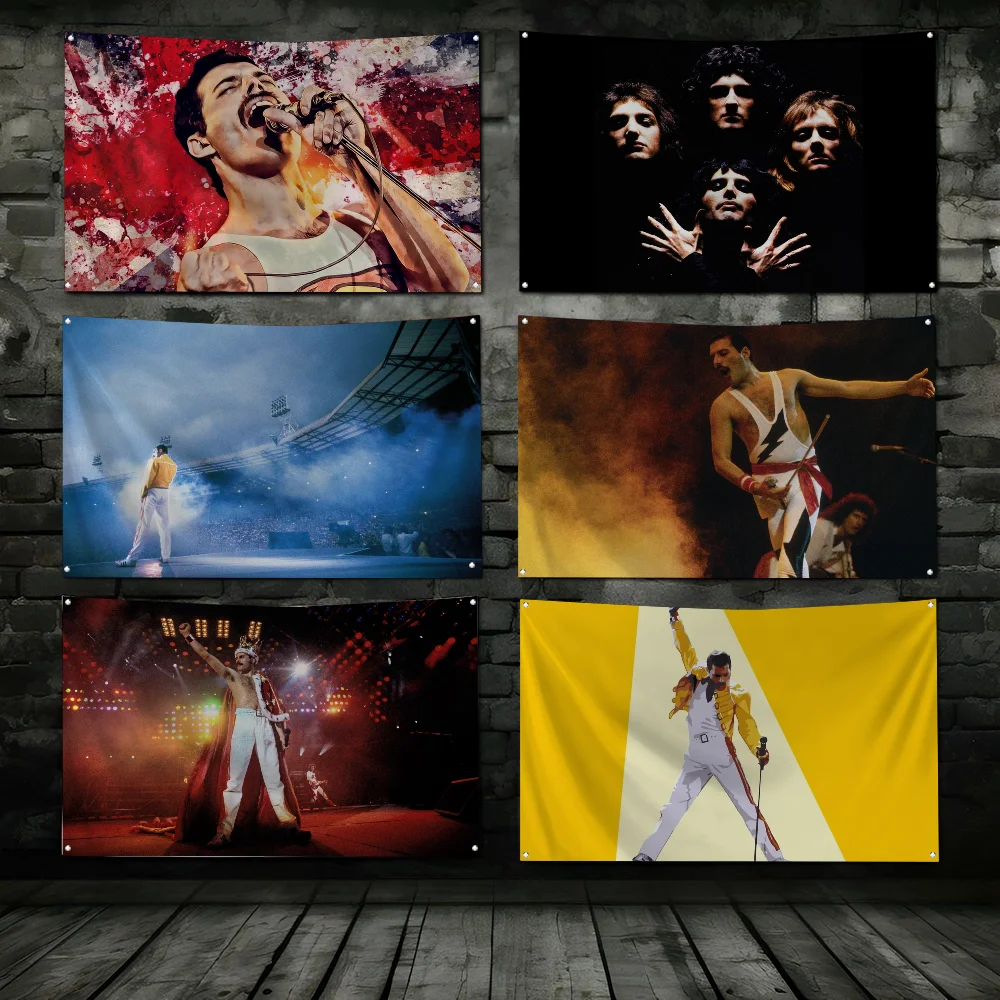 1PC Queen Freddie Mercury Flag Workshop Flags Room Decor Flag Outdoor Decorations Flags For Rooms Four Hole Flag