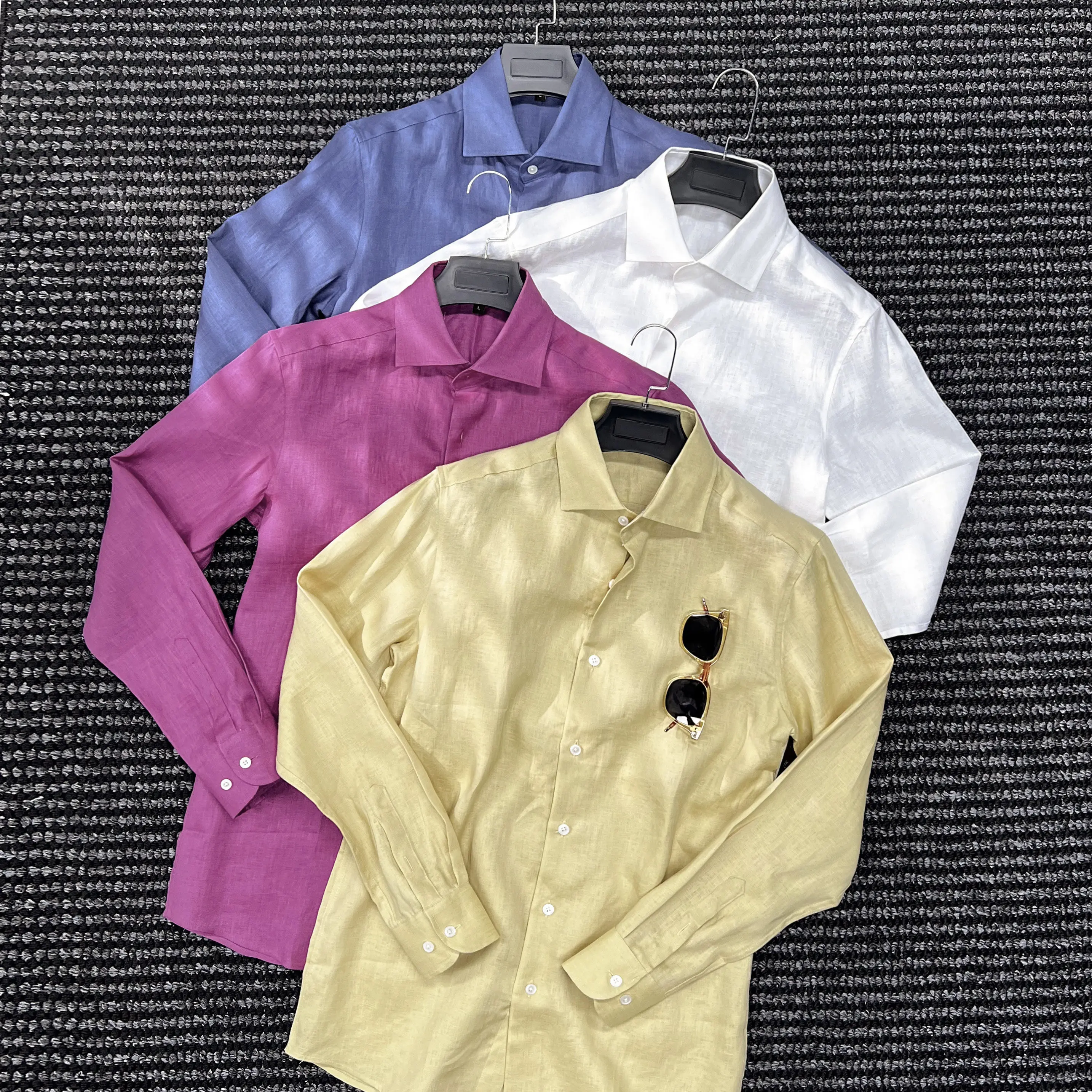 

100% linen old money shirt men's casual business light luxury breathable shirt