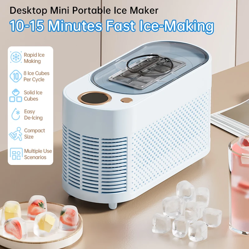 Mini Small 10 Ice Cubes Ice Maker Portable Car Refrigerator 12V/220V Car Cube Ice Automatic Ice Making Box For Car Home Camping