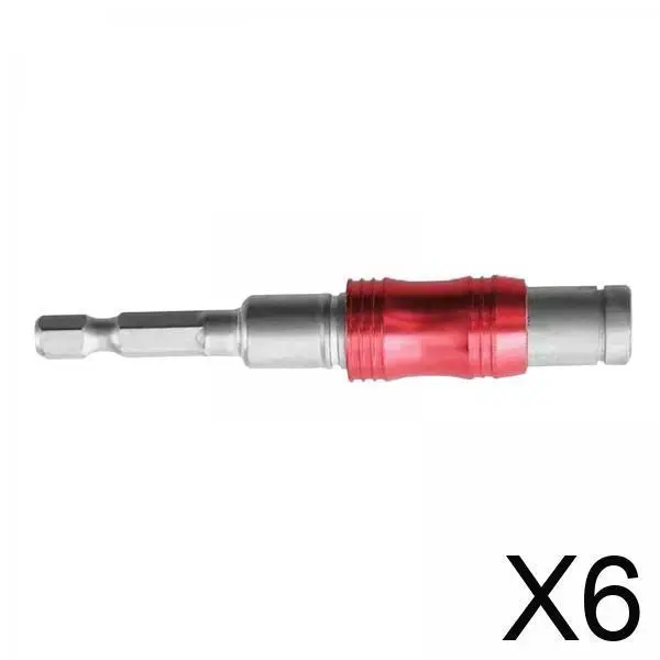 

6xУдарный магнитный поворотный держатель наконечника сверла, аксессуар, прочный держатель бит, серебристо-красный