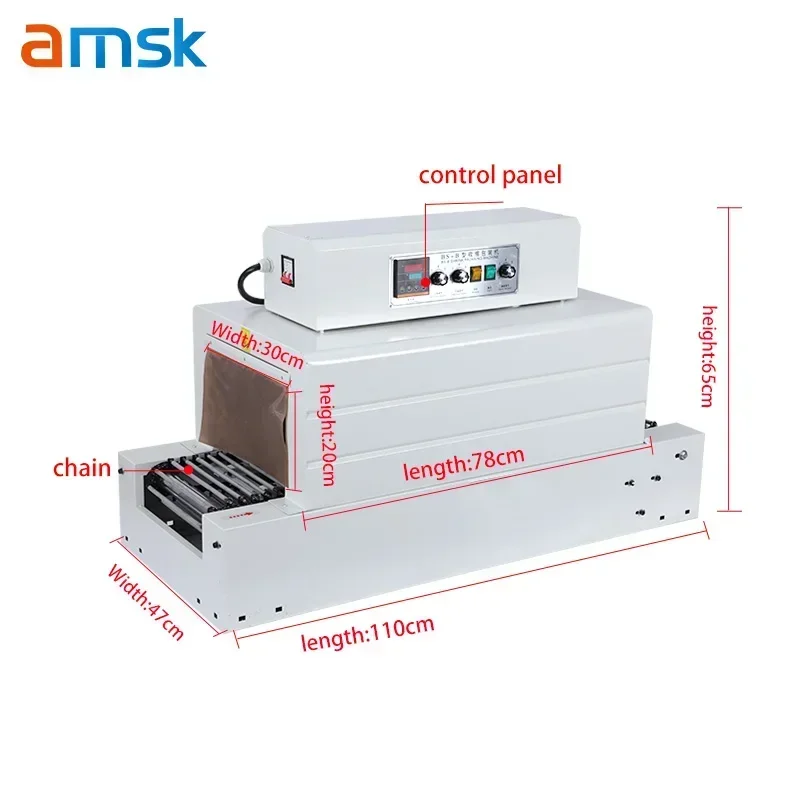 Industrial Automatic BS-3020 Chain & Iron Net Heat Shrink Tunnel Shrink Film Wrapping Machine Packaging Shrink Machine