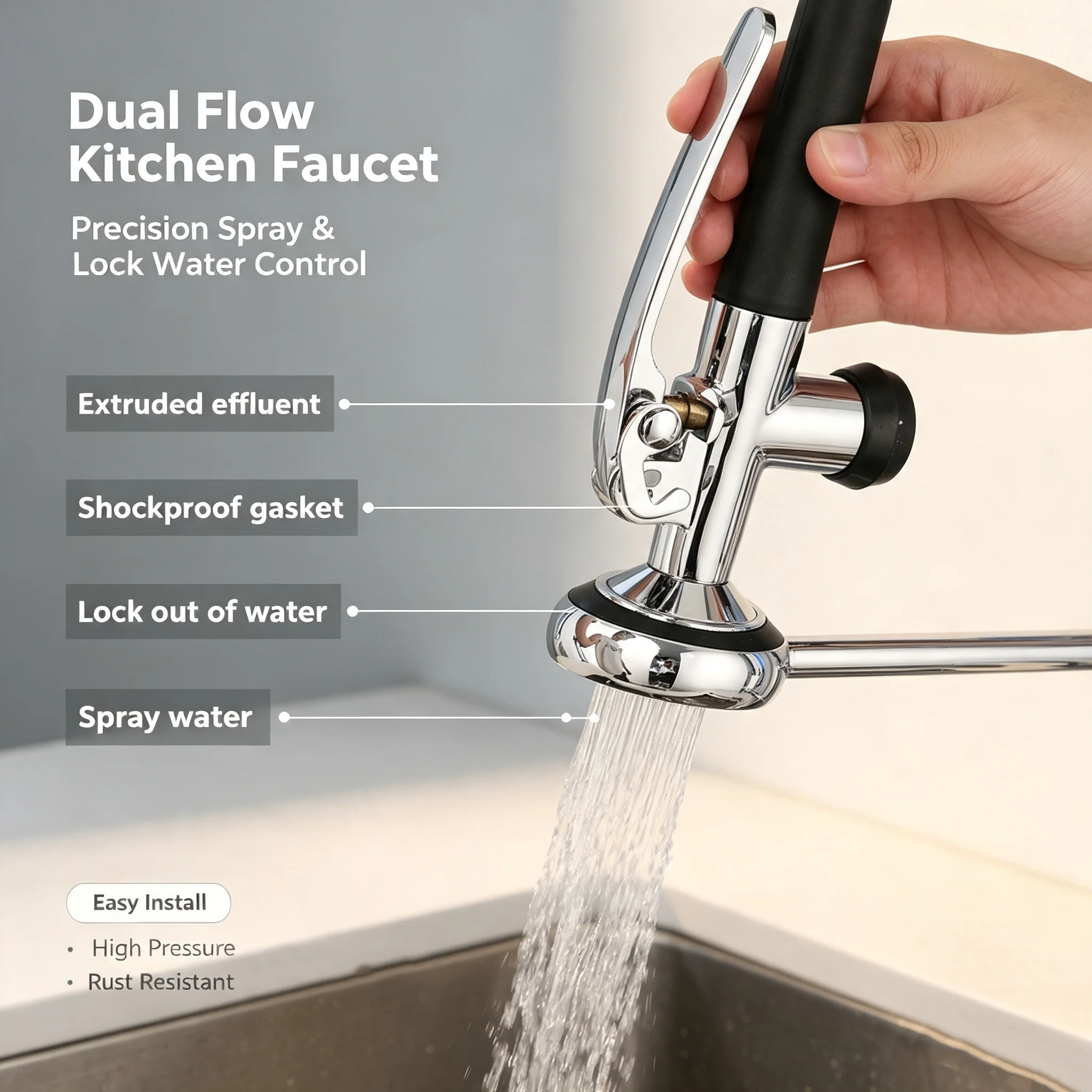 SINLAKU Brass Pre‑Rinse Kitche - Commercial Kitchen Faucet ulasan dan harga