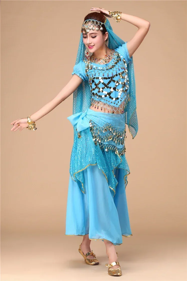 

4PCS Sequin Belly Dance Costumes Bollywood Stage Costume Women Indian Dance Set Performance Dance Wear Carnival Clothing