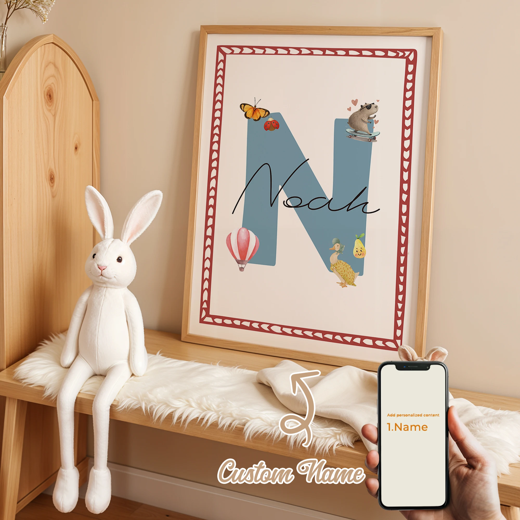 

Personalized Custom Name Cartoon Ladybugs Wall Art Print Picture Canvas Poster Painting For Living Room Kids Room Home Decor